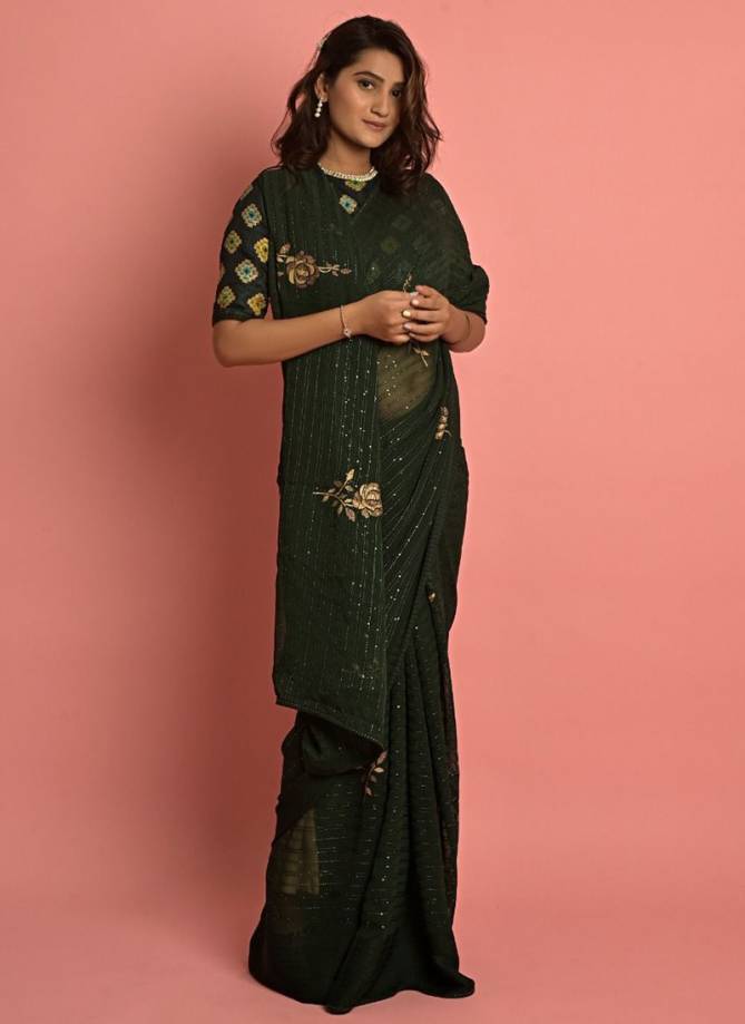 RIHANA DARK fancy Printed Party Wear Latest Saree Collection